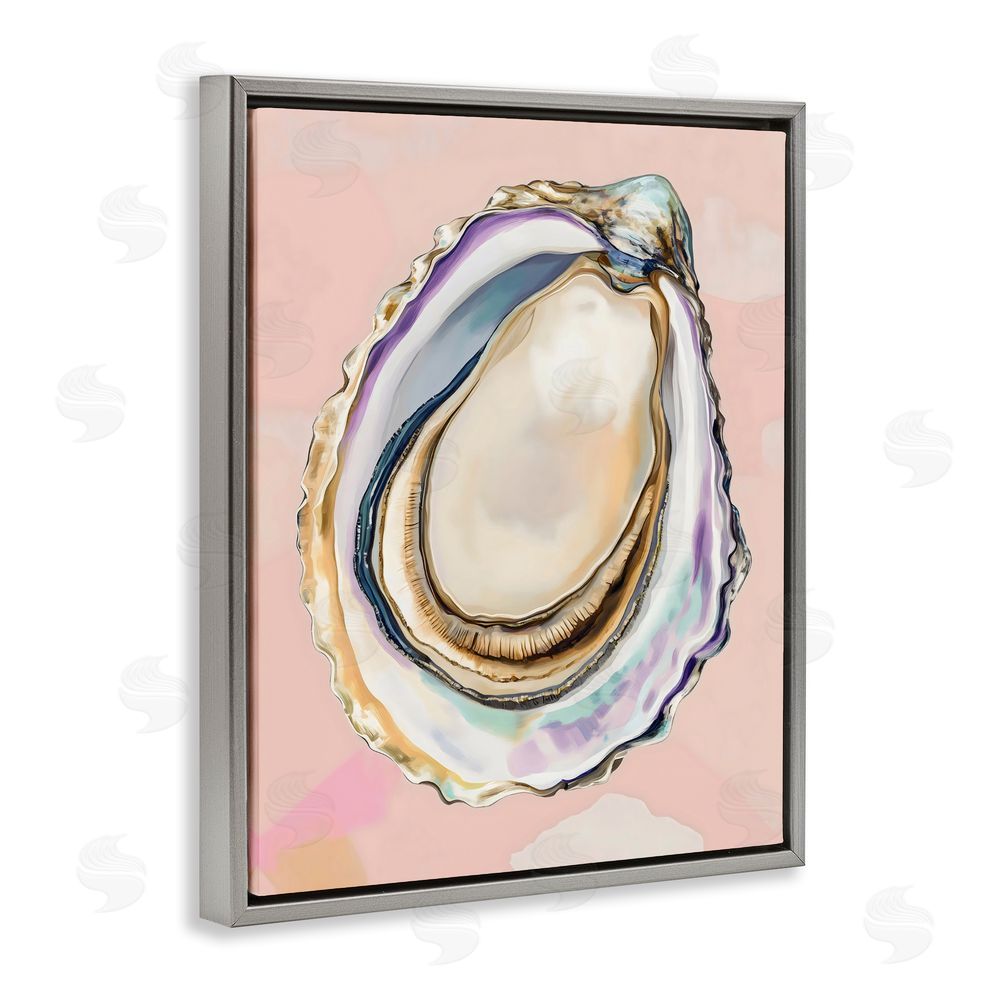 The Prints Vibe Pink Oyster Shell Elegance Gray Floating Framed Canvas Wall Art