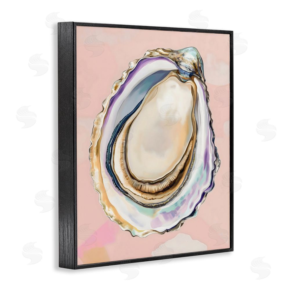The Prints Vibe Pink Oyster Shell Elegance Black Framed Giclee Wall Art