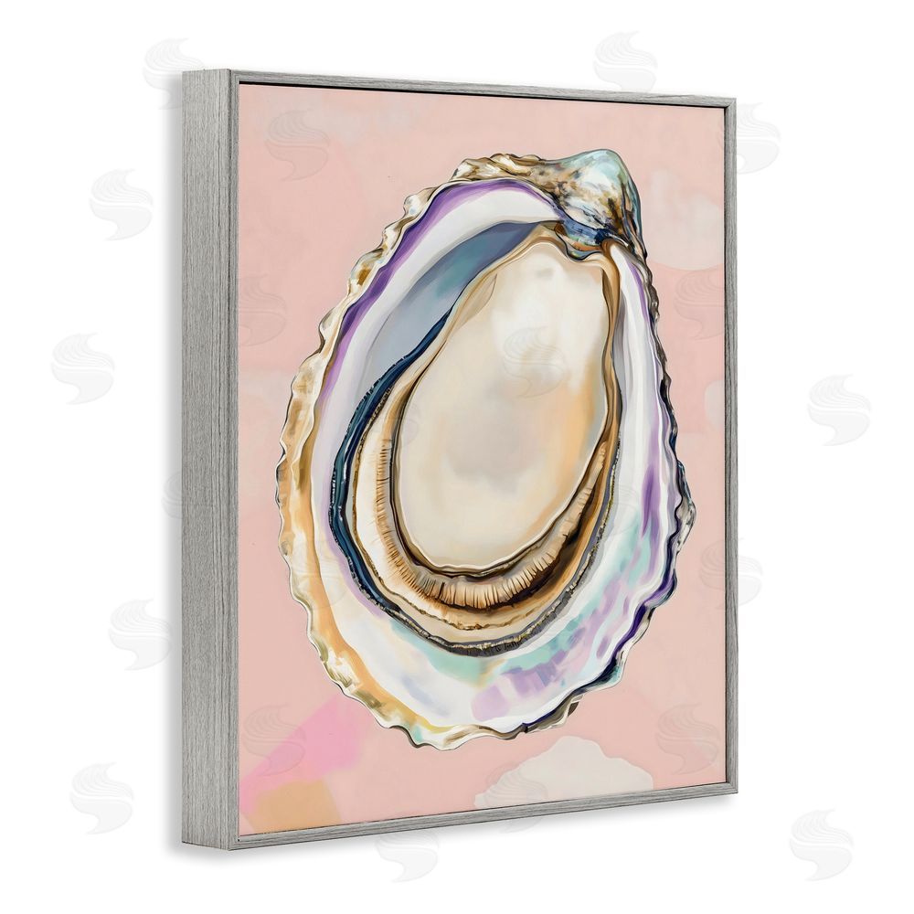 The Prints Vibe Pink Oyster Shell Elegance Gray Framed Giclee Wall Art