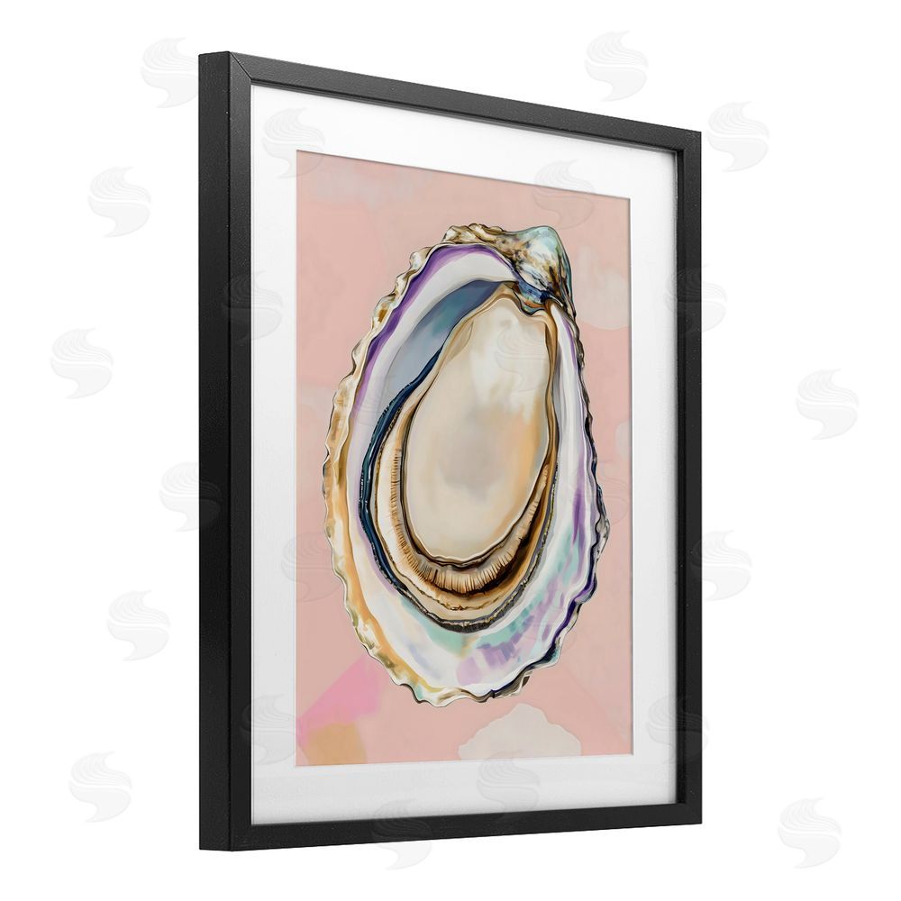 The Prints Vibe Pink Oyster Shell Elegance Black Framed Print Under Glass Wall Art