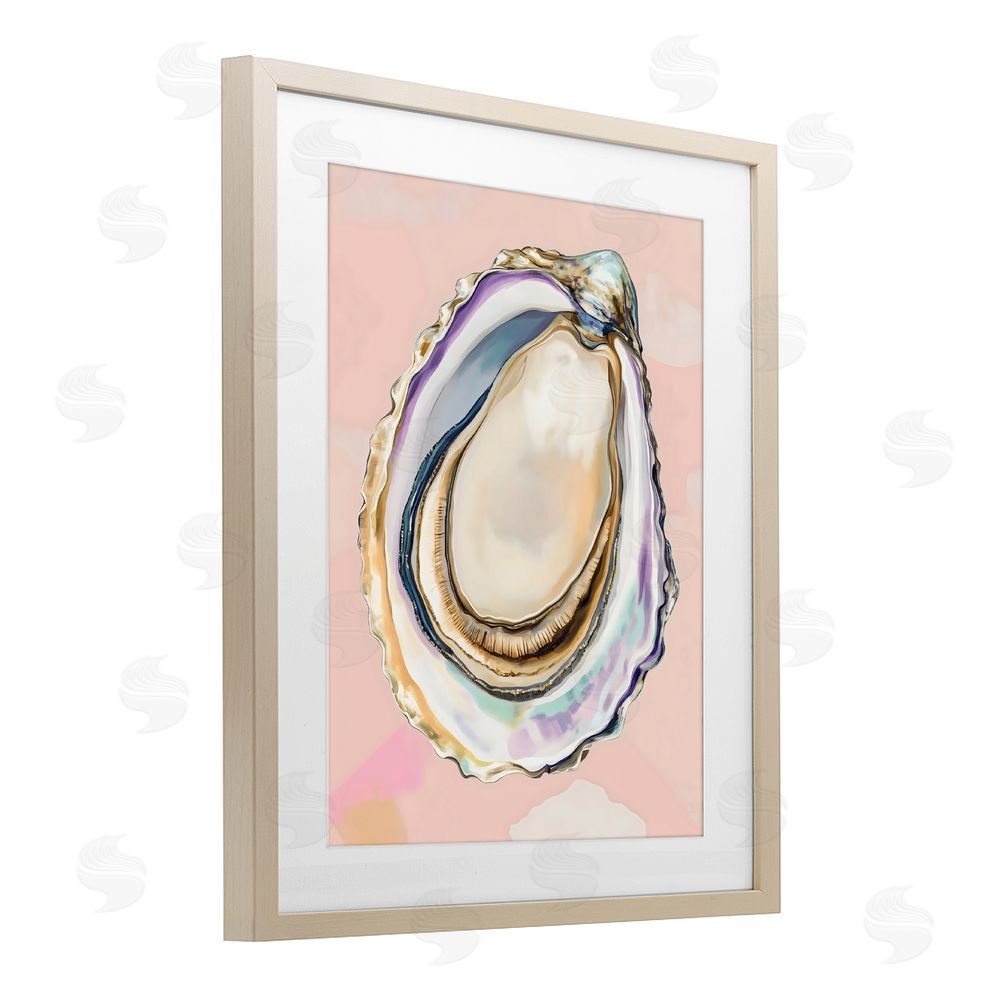 The Prints Vibe Pink Oyster Shell Elegance Brown Framed Print Under Glass Wall Art