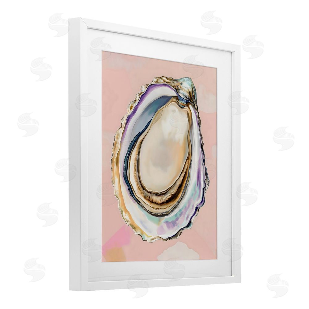 The Prints Vibe Pink Oyster Shell Elegance White Framed Print Under Glass Wall Art