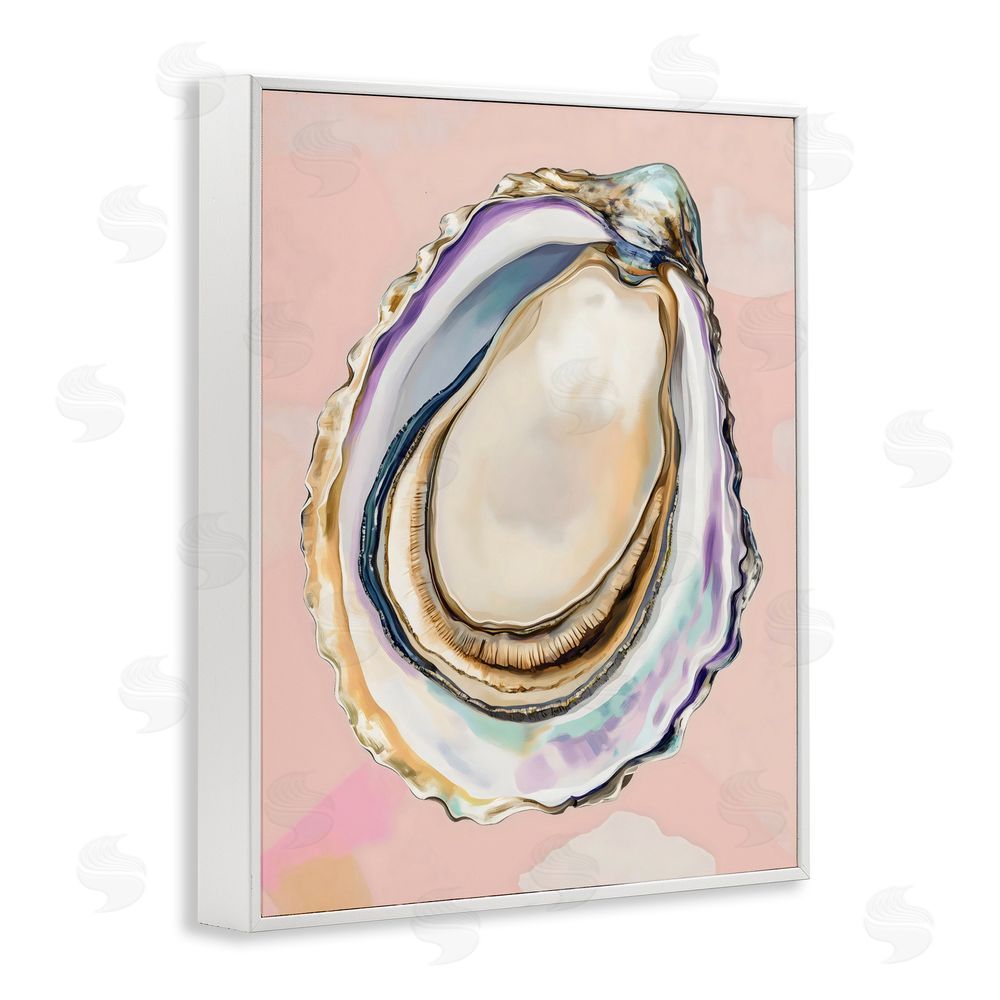 The Prints Vibe Pink Oyster Shell Elegance White Framed Giclee Wall Art