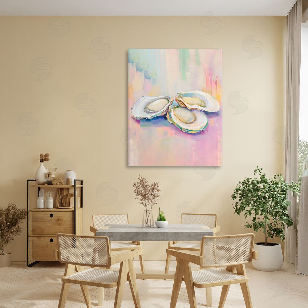 The Prints Vibe Pastel Oysters Harmony Stretched Canvas Wall Art in Room