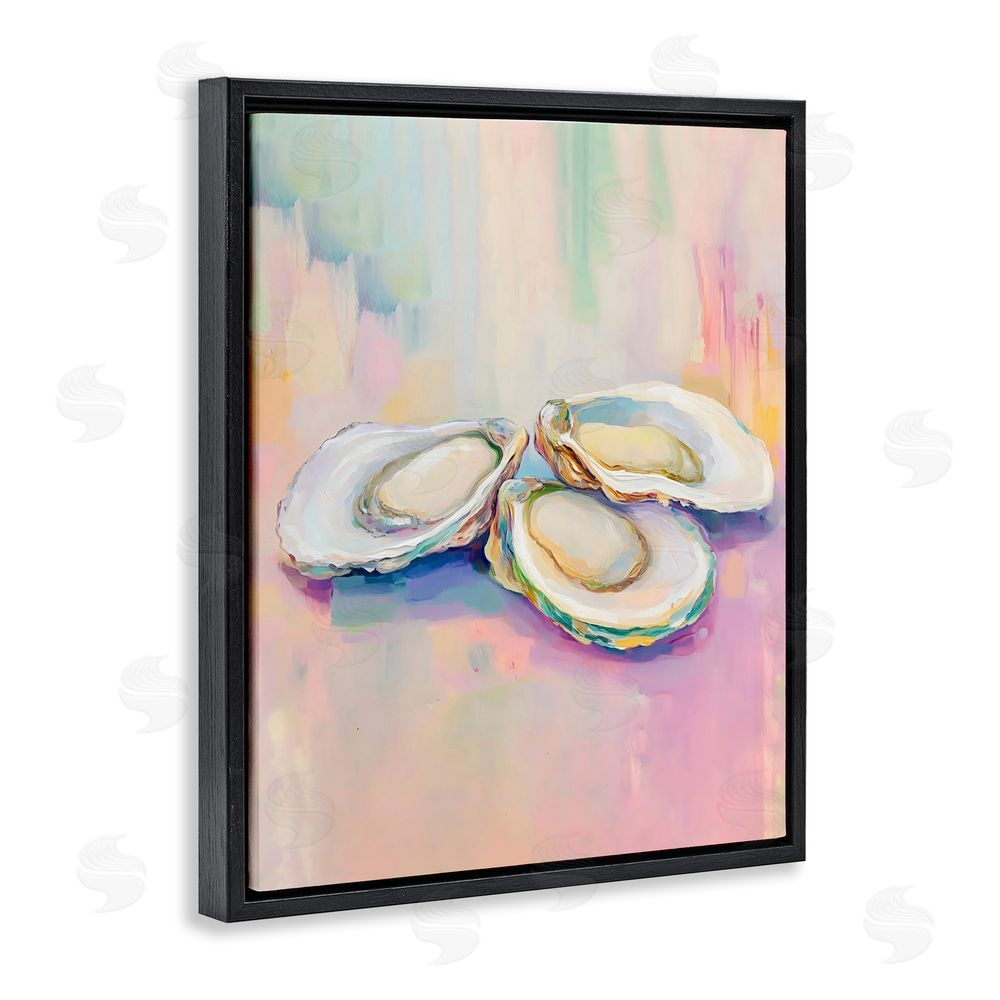 The Prints Vibe Pastel Oysters Harmony Black Floating Framed Canvas Wall Art