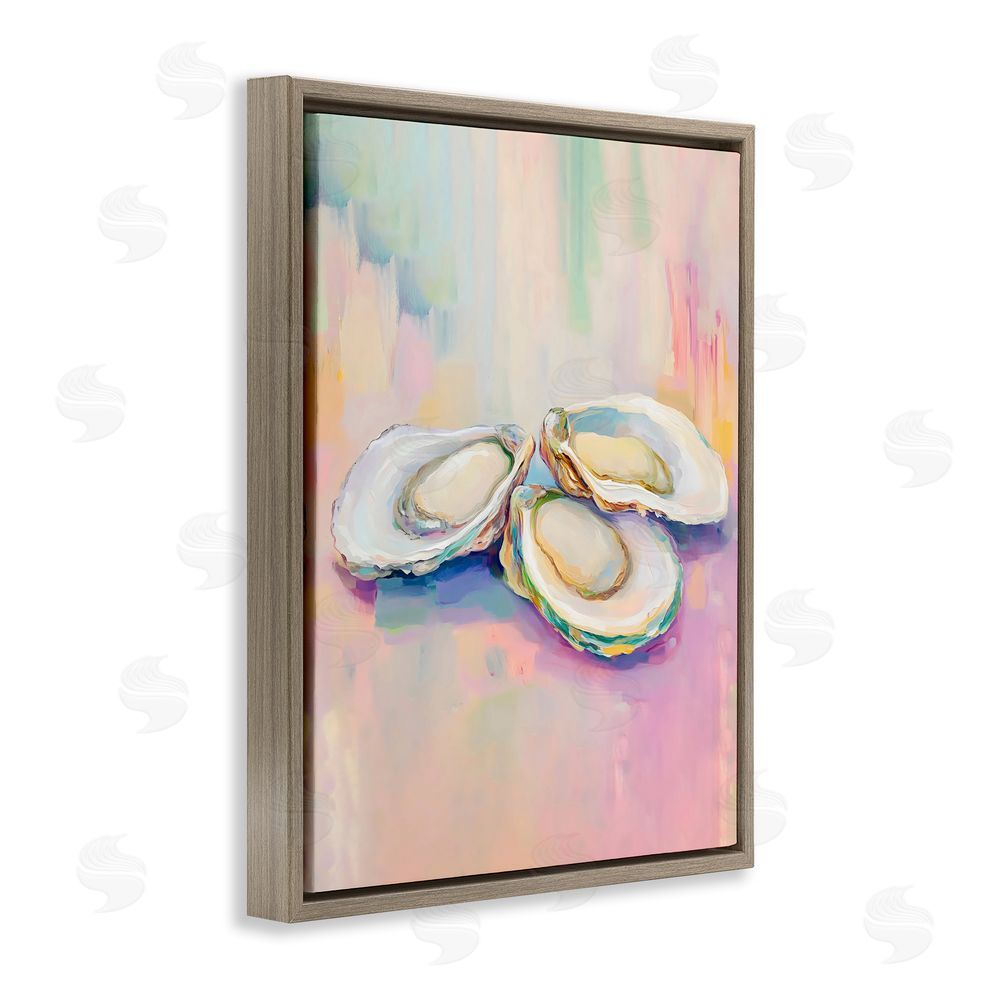The Prints Vibe Pastel Oysters Harmony Brown Floating Framed Canvas Wall Art