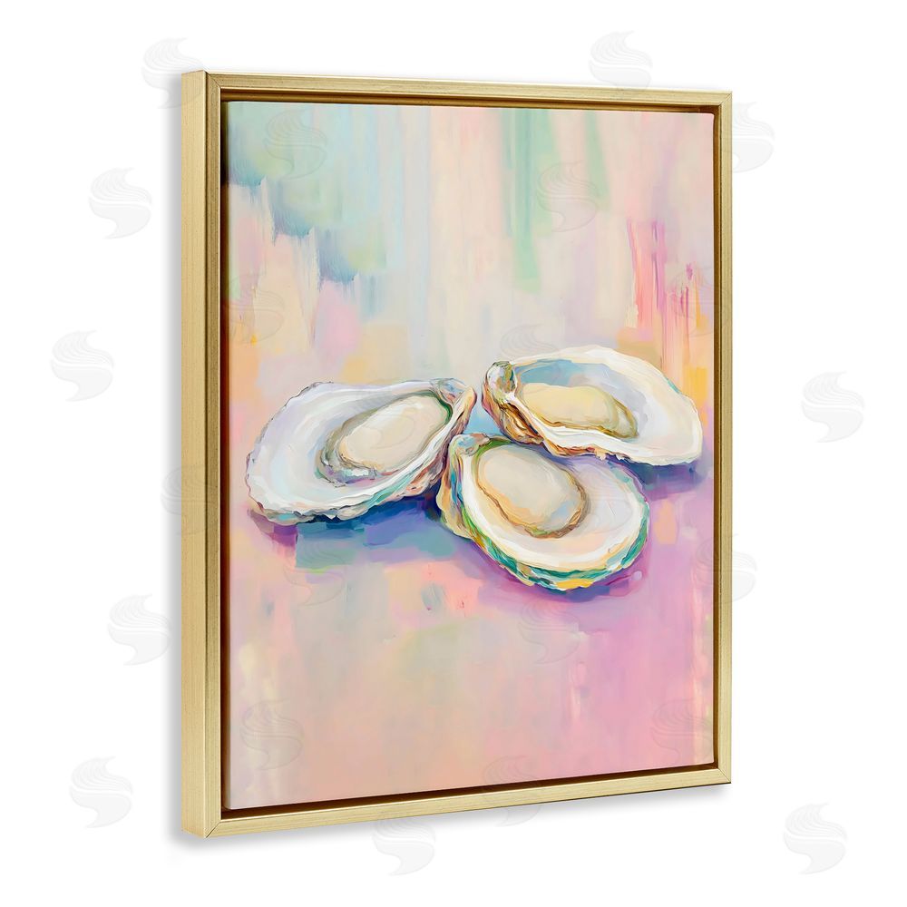 The Prints Vibe Pastel Oysters Harmony Gold Floating Framed Canvas Wall Art
