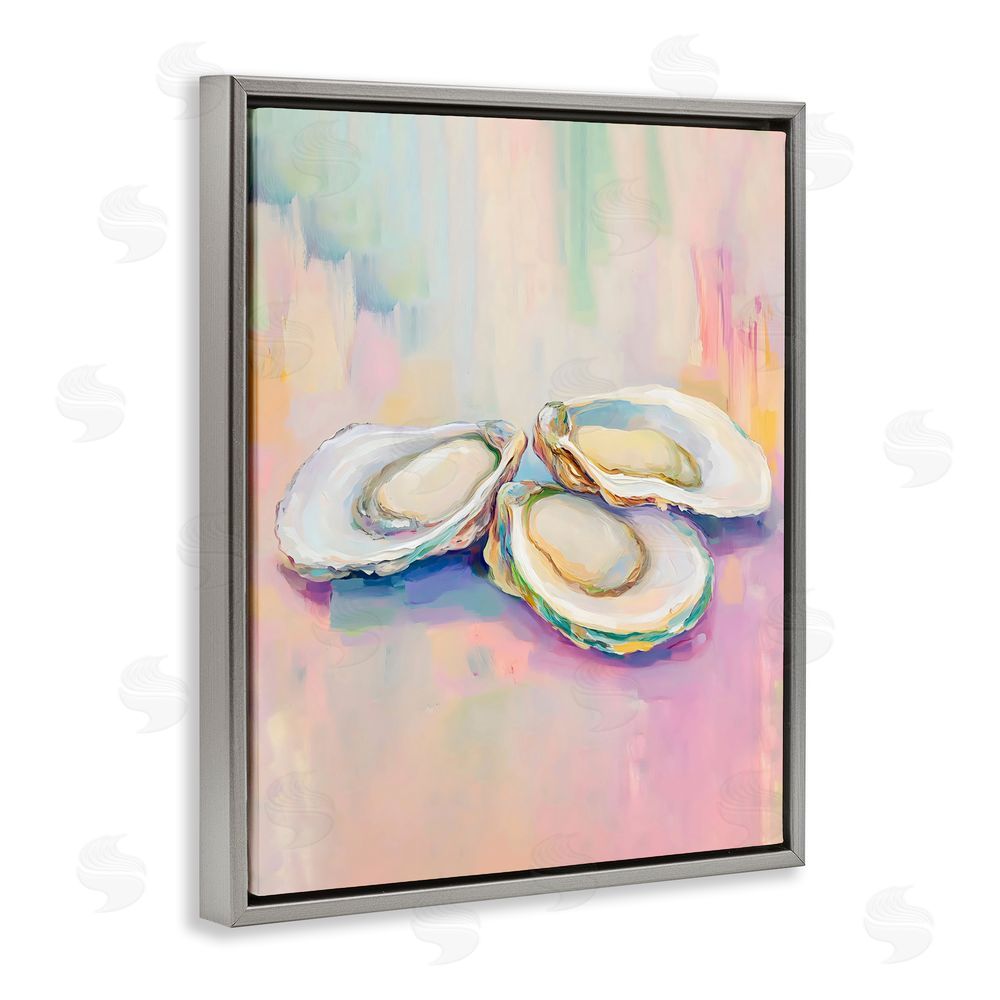The Prints Vibe Pastel Oysters Harmony Gray Floating Framed Canvas Wall Art