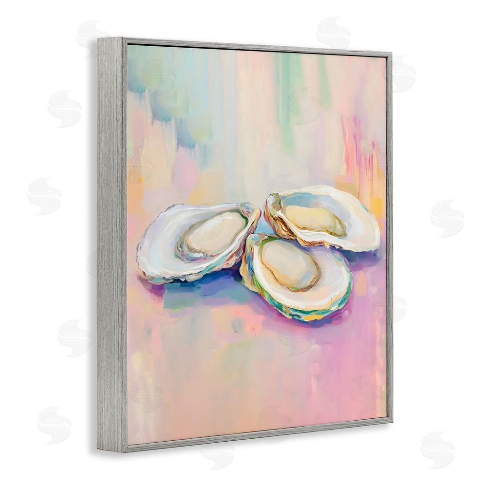 The Prints Vibe Pastel Oysters Harmony Gray Framed Giclee Wall Art