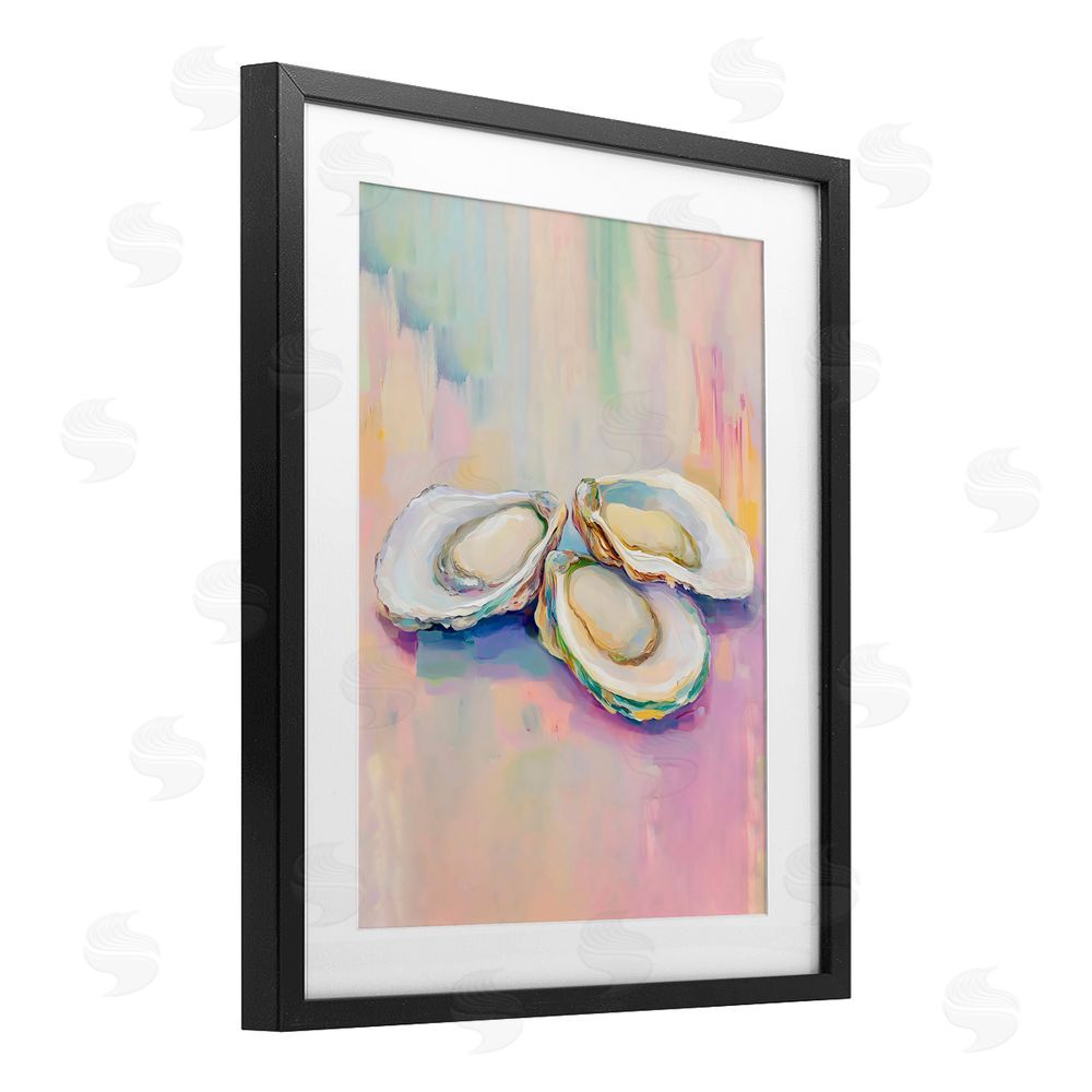 The Prints Vibe Pastel Oysters Harmony Black Framed Print Under Glass Wall Art