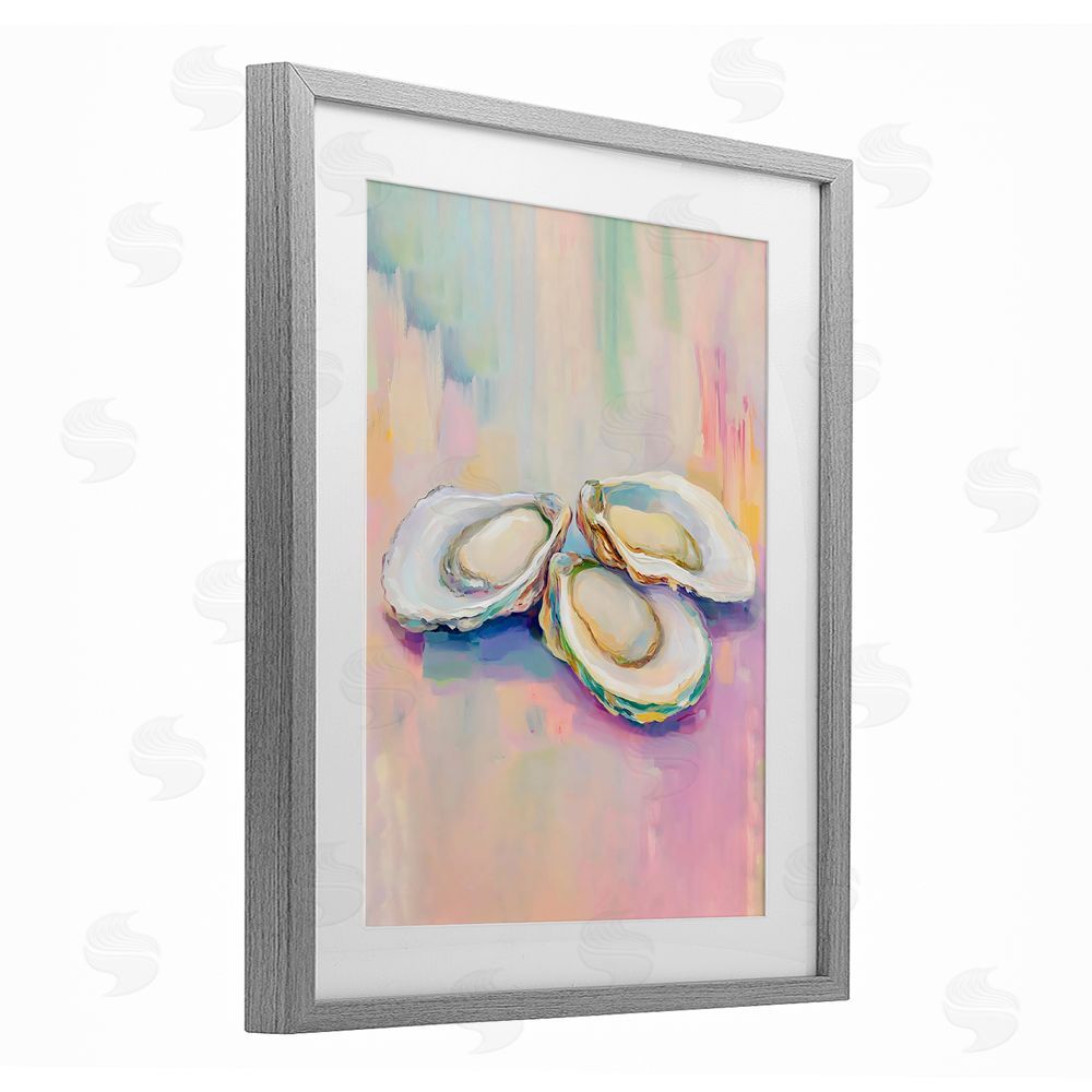 The Prints Vibe Pastel Oysters Harmony Gray Framed Print Under Glass Wall Art
