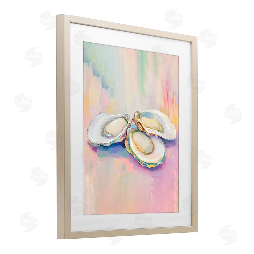 The Prints Vibe Pastel Oysters Harmony Brown Framed Print Under Glass Wall Art