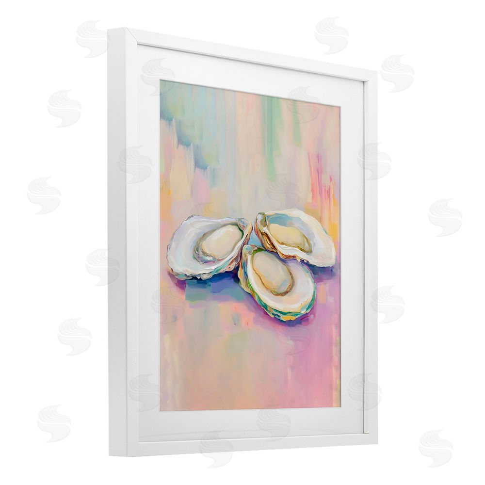The Prints Vibe Pastel Oysters Harmony White Framed Print Under Glass Wall Art