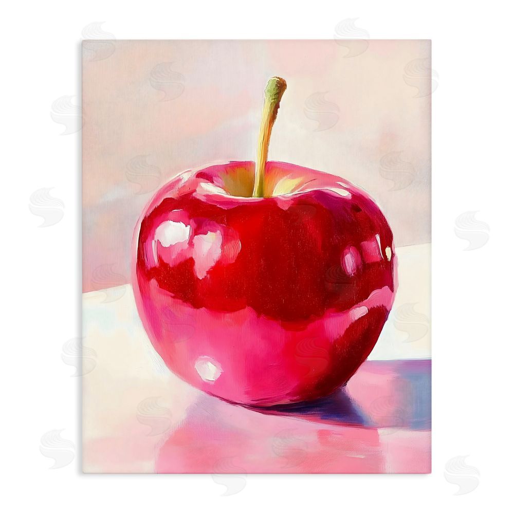 The Prints Vibe Shiny Red Apple Reflection Stretched Canvas Wall Art Print