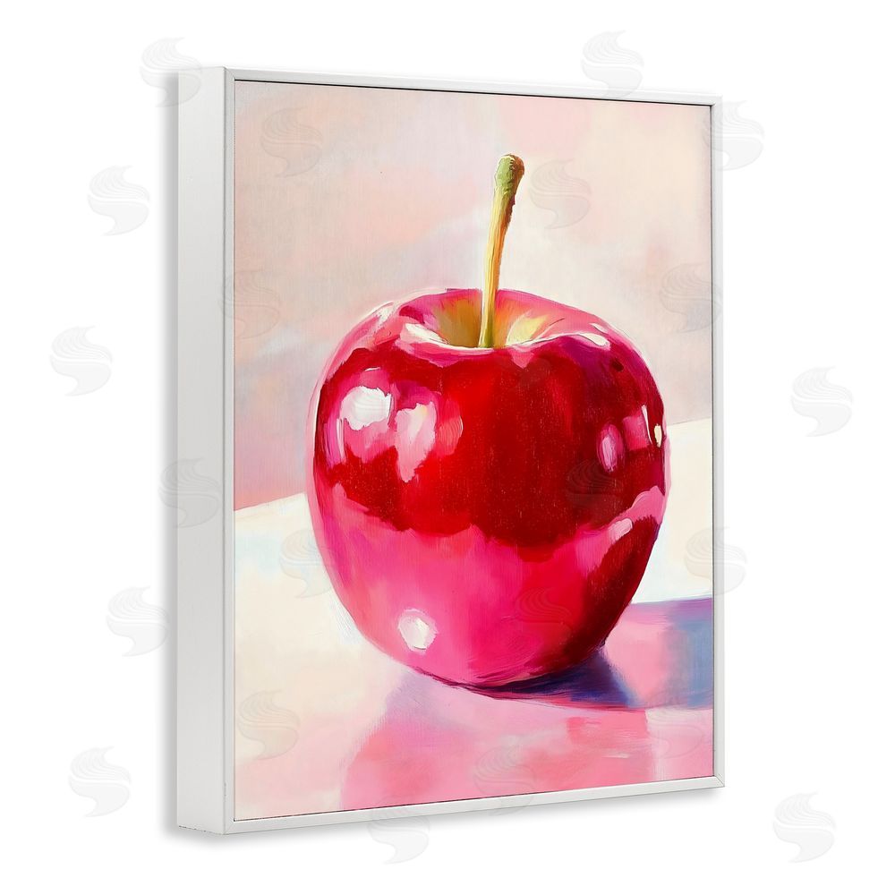 The Prints Vibe Shiny Red Apple Reflection White Framed Giclee Wall Art Print