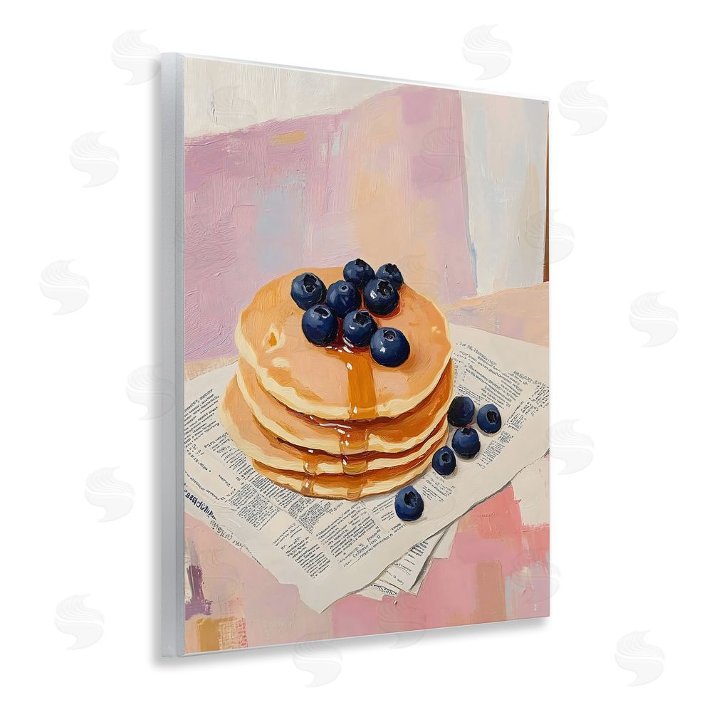 The Prints Vibe Blueberry Pancakes with Syrup Wall Plaque Art Print with White Foil Wrap