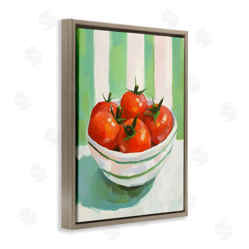 The Prints Vibe Bowl of Fresh Tomatoes Brown Floating Frame Stretched Canvas Wall Art Print