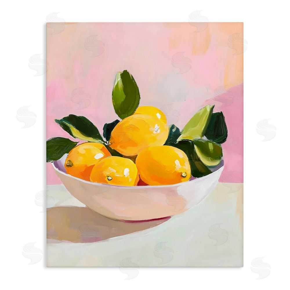 The Prints Vibe Bowl of Lemons in Sunlight Stretched Canvas Wall Art Print