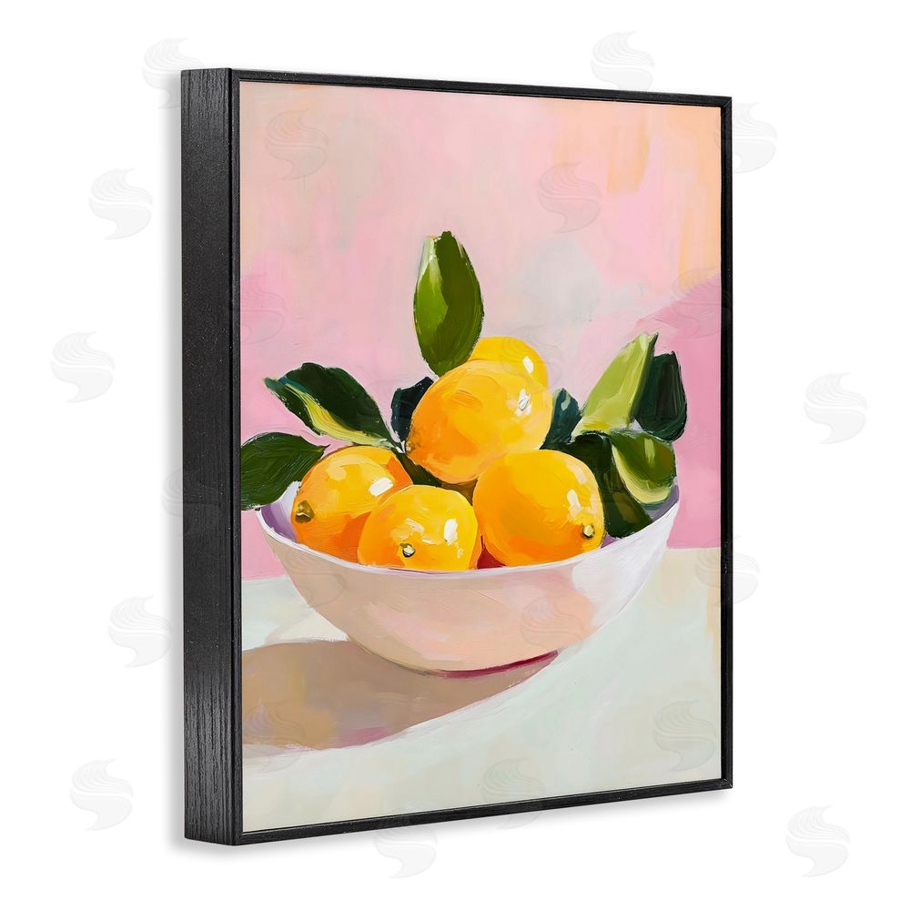 The Prints Vibe Bowl of Lemons in Sunlight Black Framed Giclee Wall Art Print