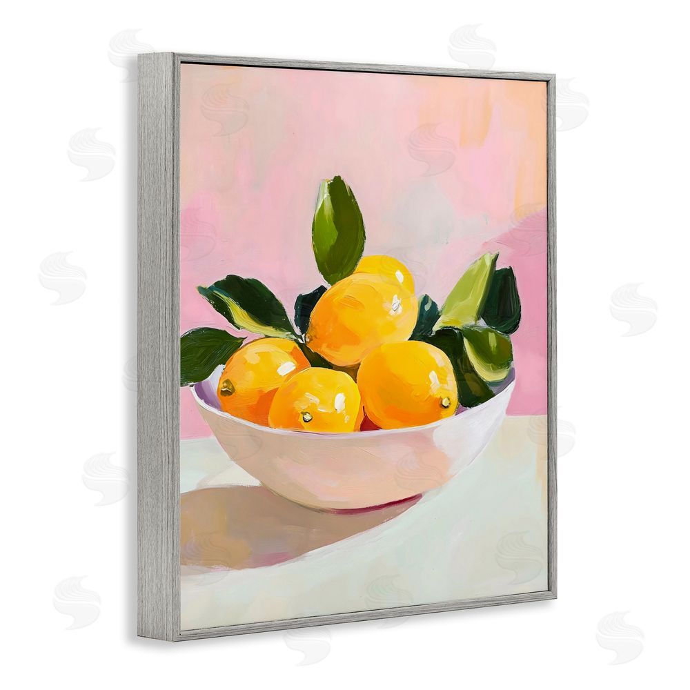 The Prints Vibe Bowl of Lemons in Sunlight Gray Framed Giclee Wall Art Print
