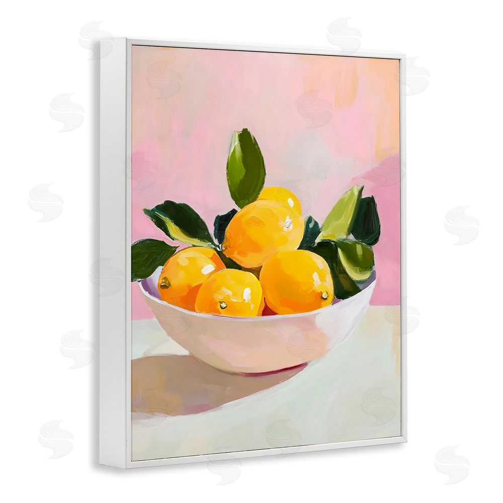 The Prints Vibe Bowl of Lemons in Sunlight White Framed Giclee Wall Art Print