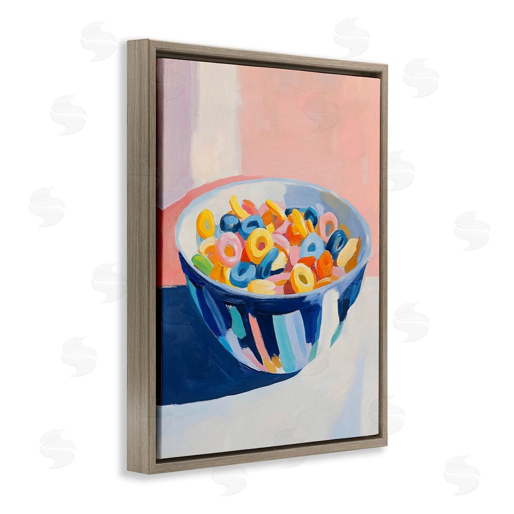 The Prints Vibe Colorful Cereal Bowl Brown Floating Frame Canvas Wall Art Print