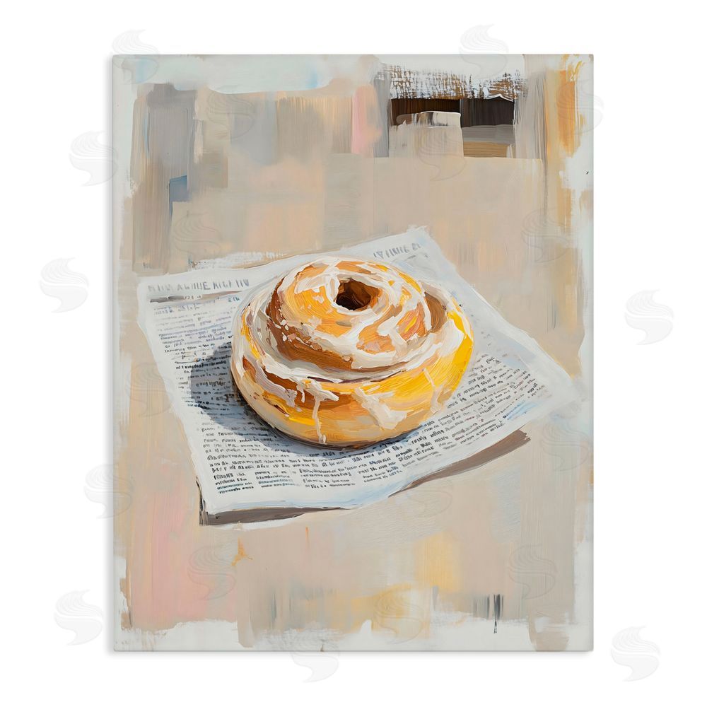 The Prints Vibe Cinnamon Roll & Morning Paper Stretched Canvas Wall Art