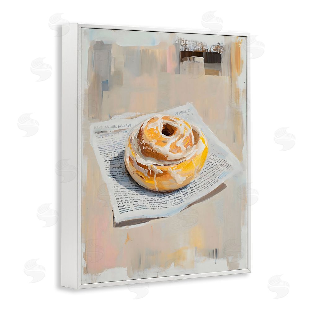 The Prints Vibe Cinnamon Roll & Morning Paper White Framed Giclee Wall Art Print