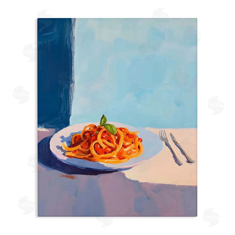 The Prints Vibe Italian Spaghetti on Plate Stretched Canvas Wall Art