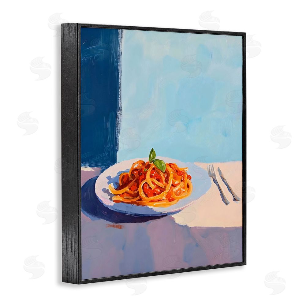 The Prints Vibe Italian Spaghetti on Plate Black Framed Giclee Wall Art