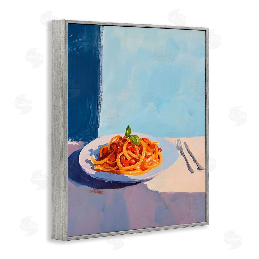 The Prints Vibe Italian Spaghetti on Plate Gray Framed Giclee Wall Art
