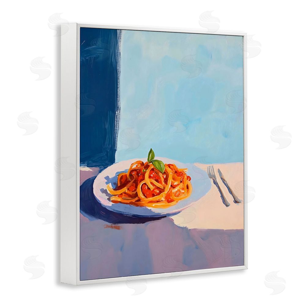 The Prints Vibe Italian Spaghetti on Plate White Framed Giclee Wall Art