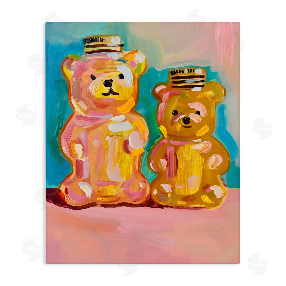 The Prints Vibe Joyful Honey Bears Duo Stretched Canvas Wall Art