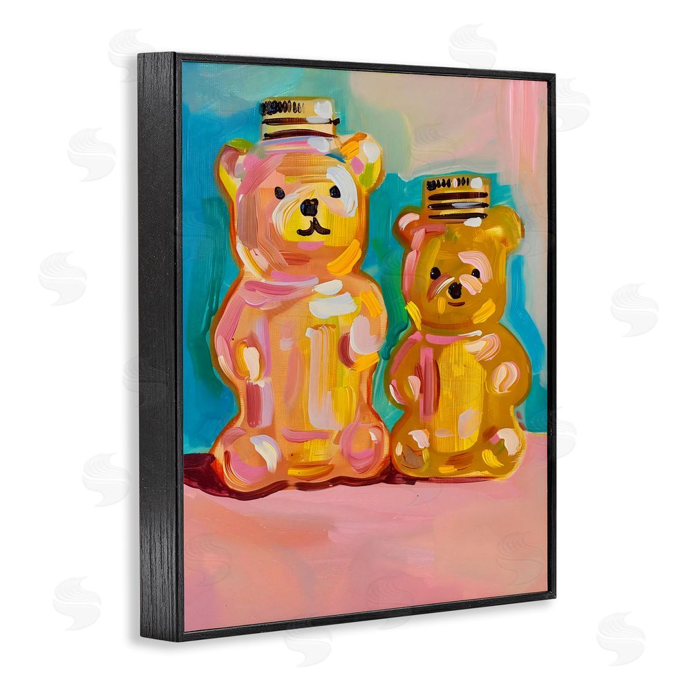 The Prints Vibe Joyful Honey Bears Duo Black Framed Giclee Wall Art