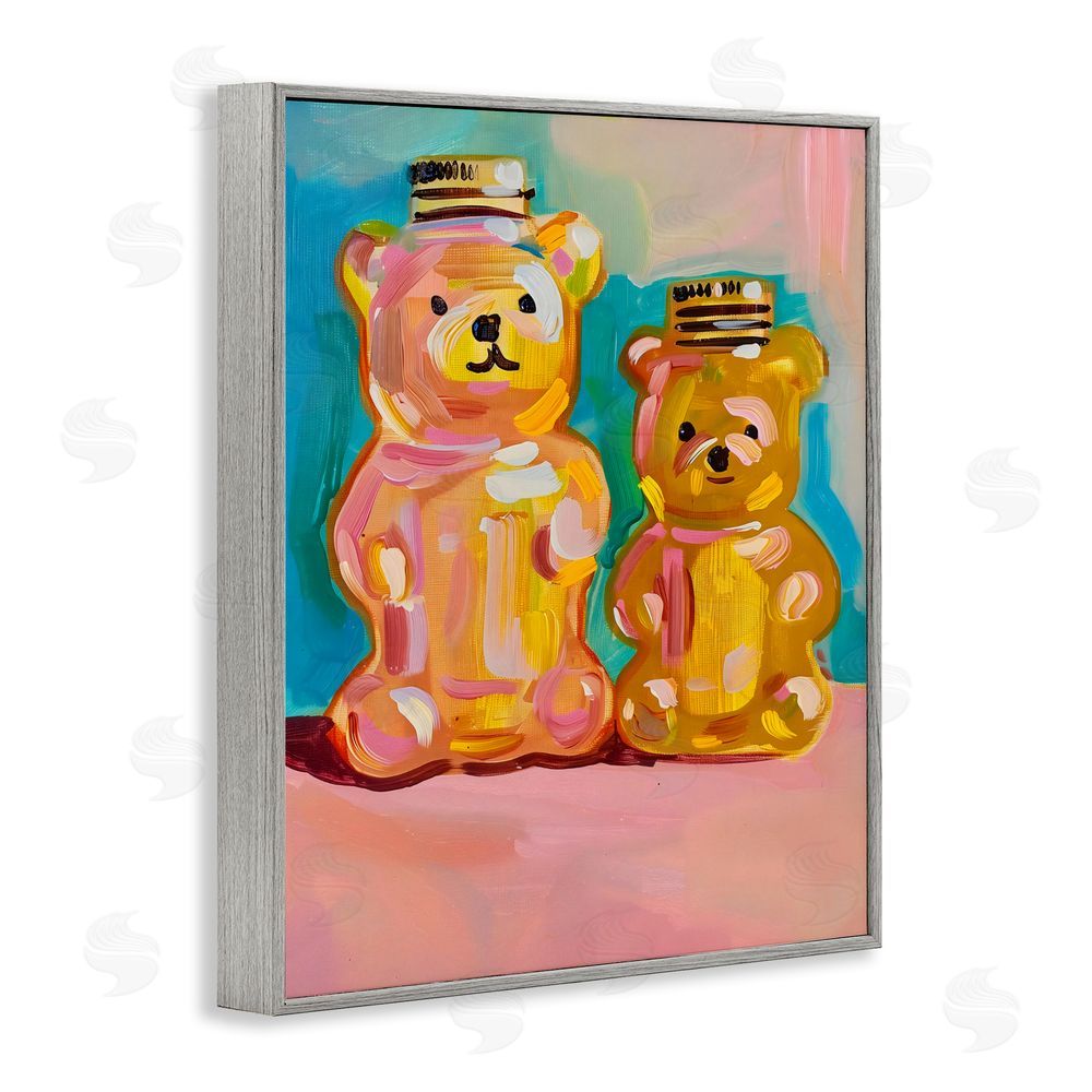 The Prints Vibe Joyful Honey Bears Duo Gray Framed Giclee Wall Art