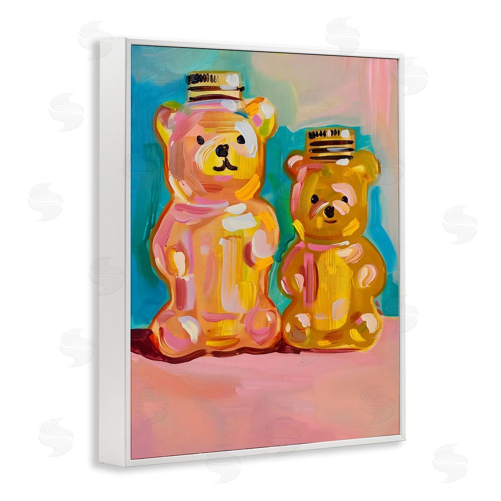 The Prints Vibe Joyful Honey Bears Duo White Framed Giclee Wall Art