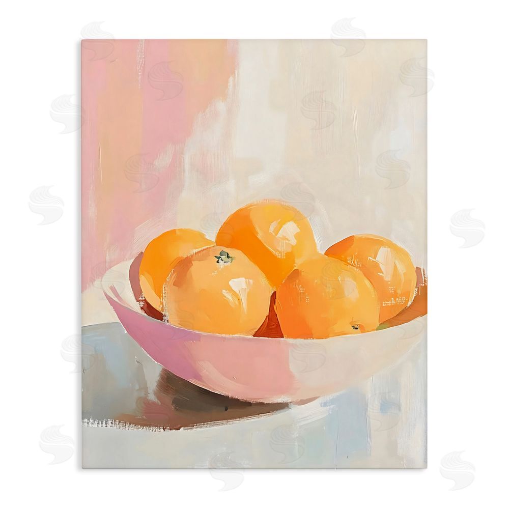 The Prints Vibe Pastel Bowl of Oranges Stretched Canvas Wall Art