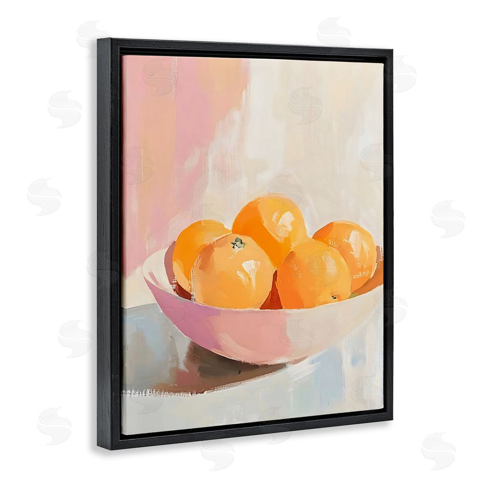 The Prints Vibe Pastel Bowl of Oranges Black Floating Framed Canvas Wall Art