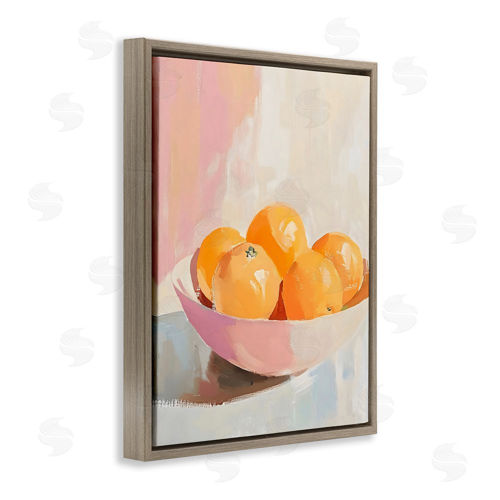 The Prints Vibe Pastel Bowl of Oranges Brown Floating Framed Canvas Wall Art