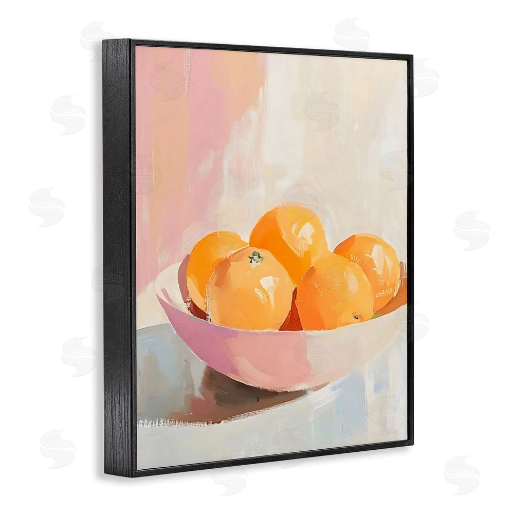 The Prints Vibe Pastel Bowl of Oranges Black Framed Giclee Wall Art