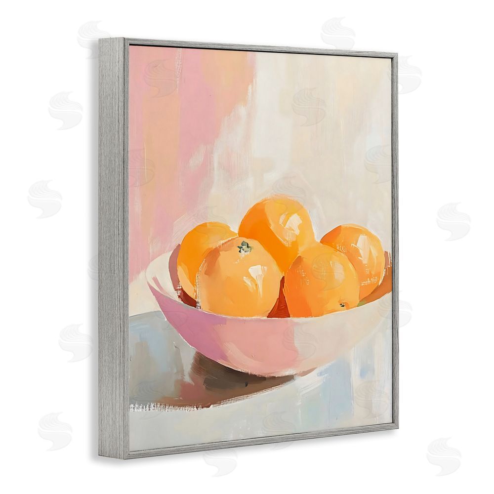 The Prints Vibe Pastel Bowl of Oranges Gray Framed Giclee Wall Art