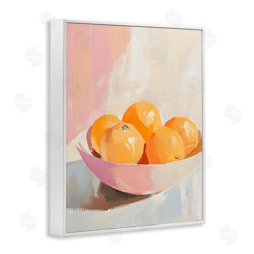 The Prints Vibe Pastel Bowl of Oranges White Framed Giclee Wall Art