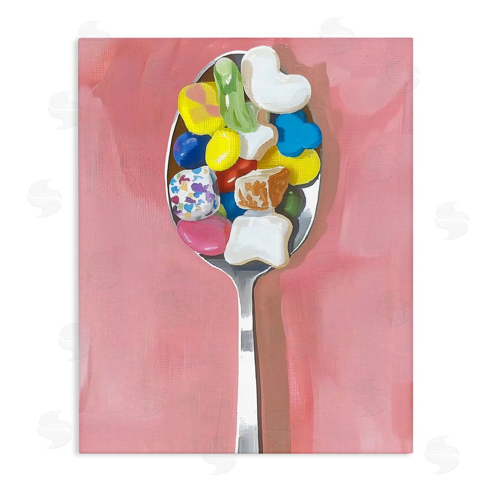 The Prints Vibe Nostalgic Fun Breakfast Spoon Stretched Canvas Wall Art