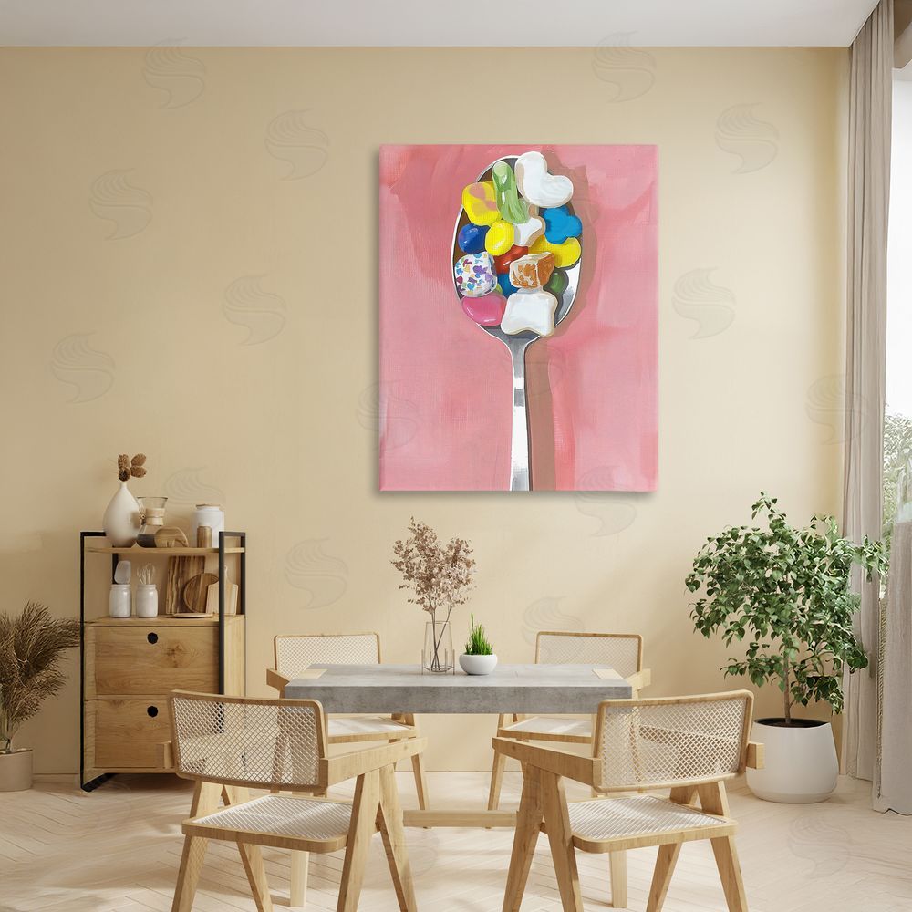 The Prints Vibe Nostalgic Fun Breakfast Spoon Stretched Canvas Wall Art in Room