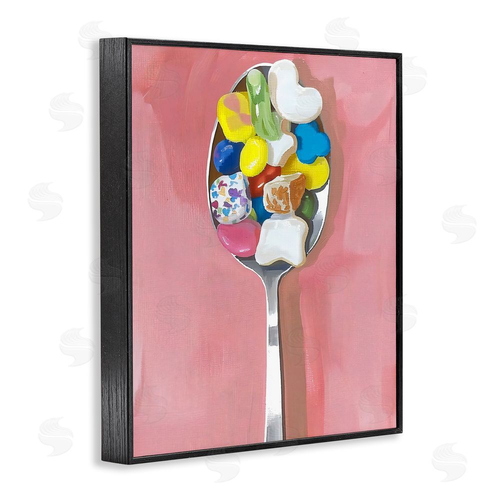 The Prints Vibe Nostalgic Fun Breakfast Spoon Black Framed Giclee Wall Art