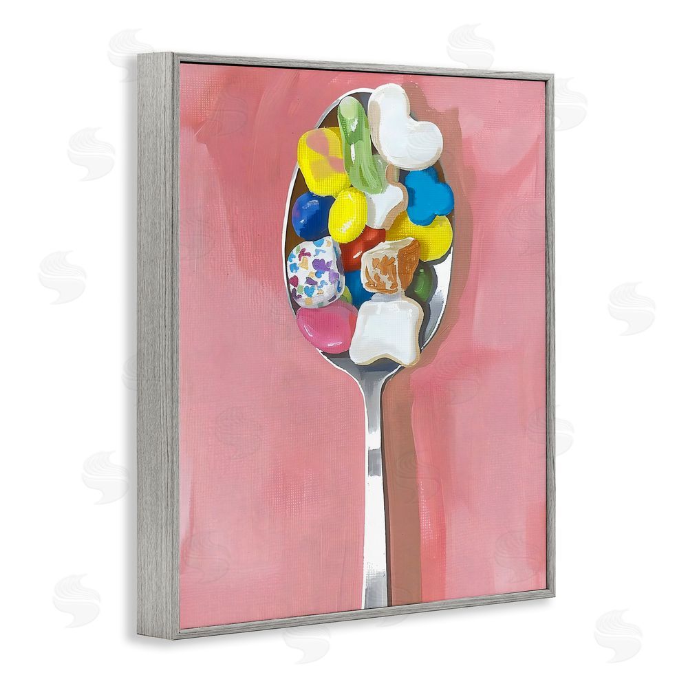 The Prints Vibe Nostalgic Fun Breakfast Spoon Gray Framed Giclee Wall Art