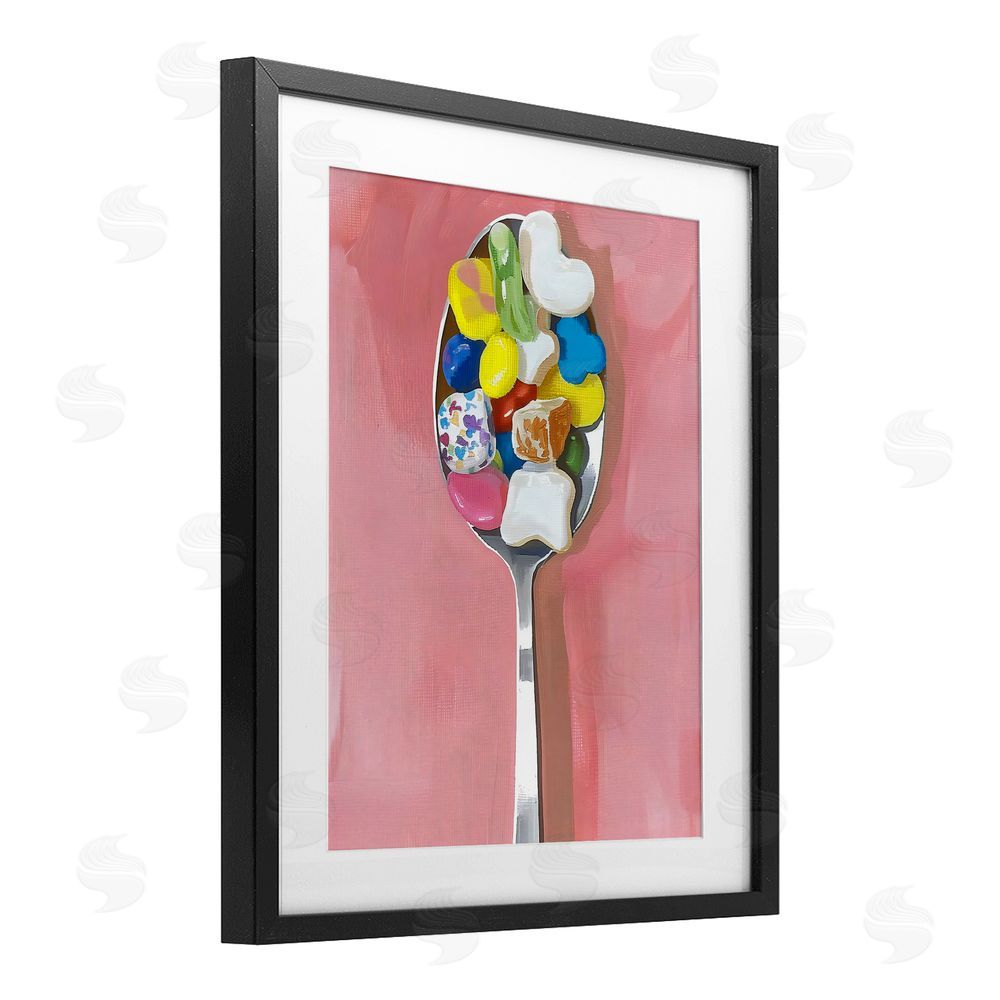 The Prints Vibe Nostalgic Fun Breakfast Spoon Black Framed Print Under Glass Wall Art