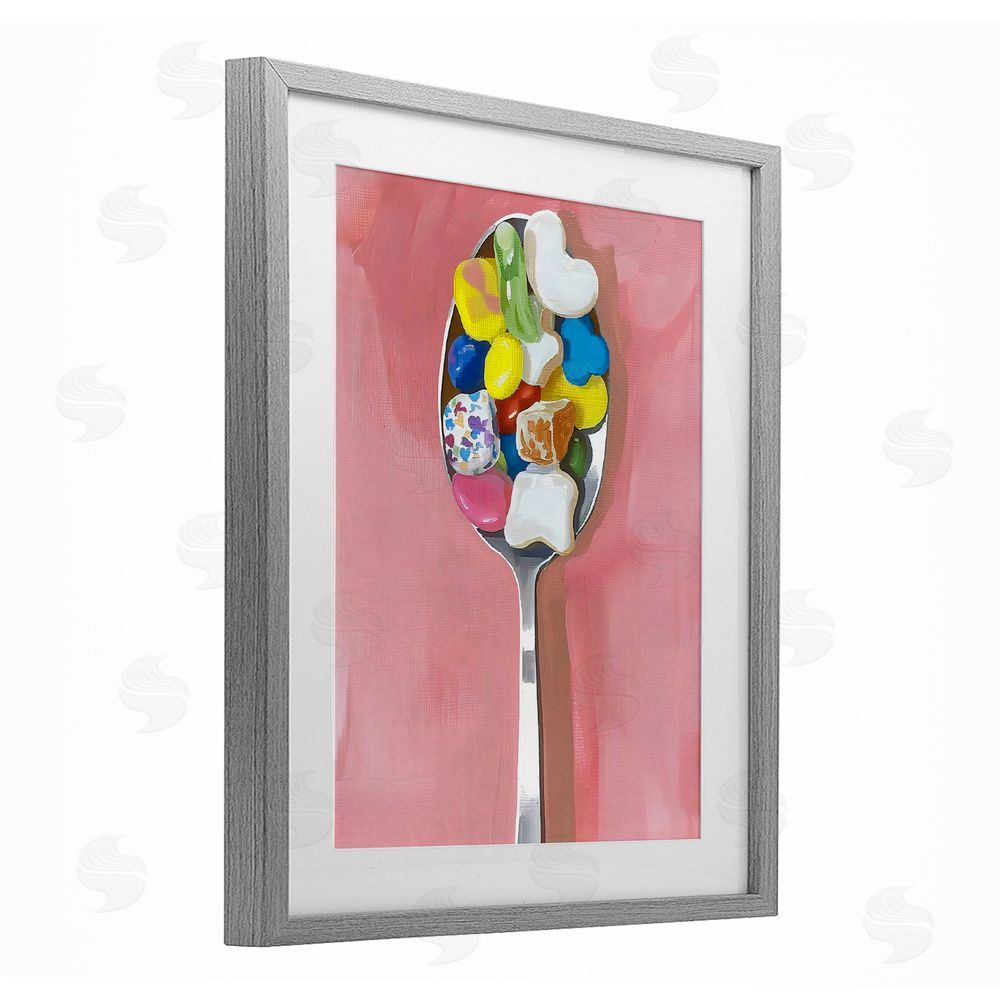 The Prints Vibe Nostalgic Fun Breakfast Spoon Gray Framed Print Under Glass Wall Art