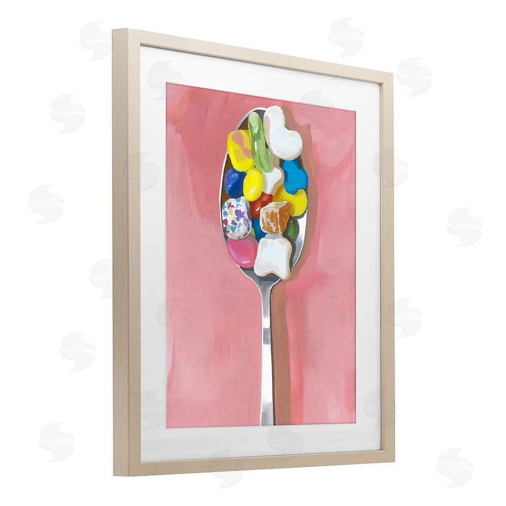 The Prints Vibe Nostalgic Fun Breakfast Spoon Brown Framed Print Under Glass Wall Art