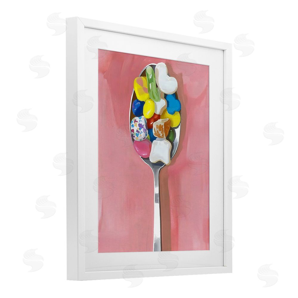 The Prints Vibe Nostalgic Fun Breakfast Spoon White Framed Print Under Glass Wall Art